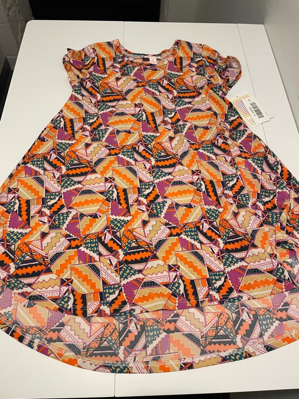 LuLaRoe Brand Girl's size 6 NWT Scarlett Dress Orange & Pink Print
